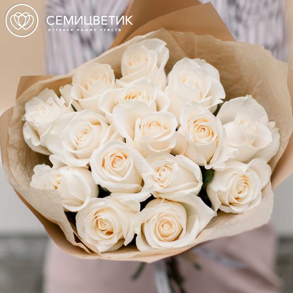 Букет из 15 белых роз Vendela 50 см (Эквадор)