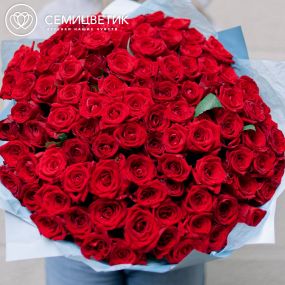 Букет из 101 красной розы 40 см (Россия)