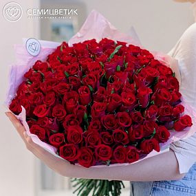 Букет из 101 красной розы 40 см (Кения)